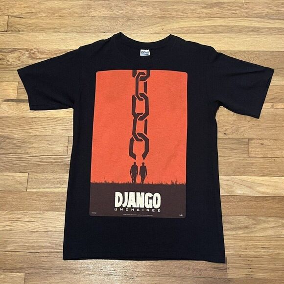 Django Unchained 2012 Movie Promo Poster Print Black T-Shirt Size Small - Picture 4 of 4